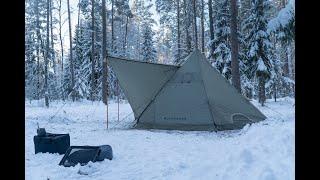 Winter Camping On Snow With Blackdeer Elf Teepee And Stove