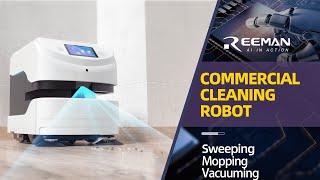 Three-in-one commercial cleaning robot for sweeping, mopping and scrubbing