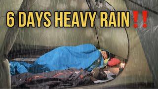 6 Days Long Heavy Rain‼️ 6 Days Solo Camping in Heavy Rain‼️ ASMR