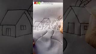 House Drawing In A Village | Easy Shorts Drawing shorts #shrots