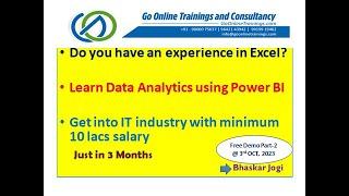 02 Power BI Demo Part2 - October 3rd, 2023 | Bhaskar Jogi | Go Online Trainings | 90000 75637