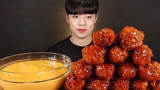 달콤한 황금올리브 닭다리 양념 치킨 먹방(Feat. 치즈소스) BBQ KOREAN SWEET FRIED CHICKEN & CHEESE SAUCE ASMR MUKBANG チキン