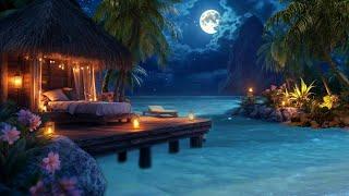 Ocean Relaxation  Calming Waves for Sleep, Study, and Chill | Tranquil Beach Night Scene