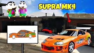 GTA 5 : FRANKLIN, SHINCHAN AND PINCHAN DRAW TOYOTA SUPRA MK4  WITH HELP OF MAGICAL PAINTING