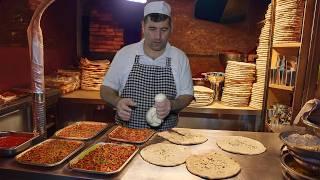 Professional chefs make Turkish kebab and Turkish pizza! Street food