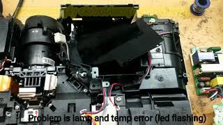 Epson EB-X31 Projector Problem is lamp and temp error (led flashing)no display, repairing projector