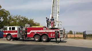 Extending Firetruck Ladder. Fire Ladder. Morgan Hill Fire Department