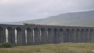 EWS 66192 & Clitheroe Castle Cement Train over RibbleHead Viaduct, Aug 2014