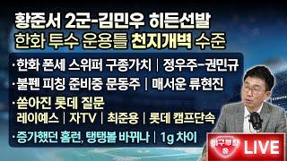 [라이브] 황준서 2군-김민우 히든선발/한화 투수 운용틀 천지개벽수준/한화 폰세 스위퍼 구종가치-정우주-권민규/불펜 피칭 준비중 문동주-매서운 류현진/쏟아진 롯데질문