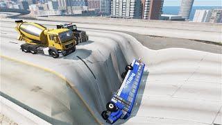 Bus And Truck Cars vs Unfinished Road – BeamNG.Drive