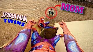 SPIDER-MAN TWINS ESCAPING ANGRY MOM (Funny ParkourPOV Comedy)