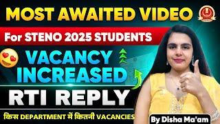 SSC STENO 2025 VACANCIES INCREASED | SSC STENO 2025 RTI REPLY RECEIVED | SSC STENO 2025 VACANCY