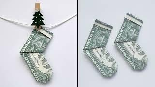 MONEY CHRISTMAS SOCKS | Simple Dollar Origami | Tutorial DIY by NProkuda