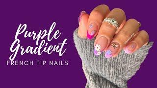 EASY Purple Gradient French Tip Nails | BTArtbox Nails