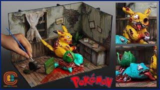 How to make a Zombie Pikachu Pokémon Diorama / Polymer clay / Miniature