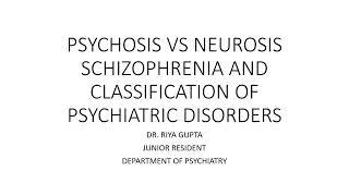 (BNYS; Psychiatry) Psychoses vs Neurosis, Schizophrenia and Classification: Dr Riya Gupta.