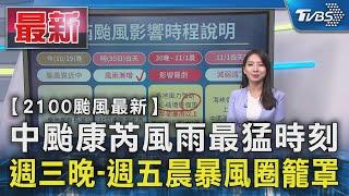 【2100颱風最新】中颱康芮風雨最猛時刻 週三晚-週五晨暴風圈籠罩｜TVBS新聞 @TVBSNEWS01