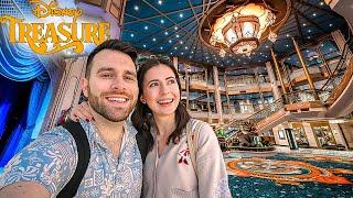 Boarding The Disney Treasure: NEWEST & Most EXPENSIVE Cruise Ship! Sail Away, Concierge, & Dinner!