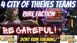 Gems of War City of Thieves Teams | 4 Teams Hi/MID/LOW City of Thieves Pure Faction DELVE FARMING
