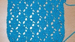 Вязание спицами для начинающих. Ажурный узор с ромбами  ///  Knitting. Openwork pattern