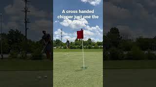 Have you ever tried to cross handed chip? #golf #golfdaily #shorts #howtochip