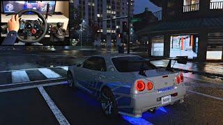 NFS UNBOUND Police Chase Paul Walker Nissan Skyline GT-R R34 - Logitech g29 gameplay