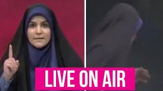 Iranian TV News Anchor RUNS for Her Life During LIVE Broadcast!