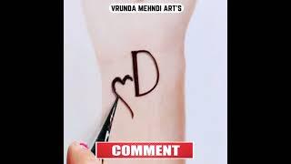 Youtube Best "D" Letter Mehndi Tattoo | A To Z Alphabet Letter Henna Tattoo | D Letter Wali Mehndi