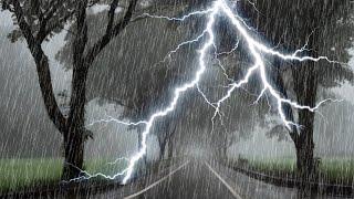 Sleep Instantly in 3 Minutes with Heavy Rain, Lightning, Strong Wind & Rumble Thunderstorm at Night