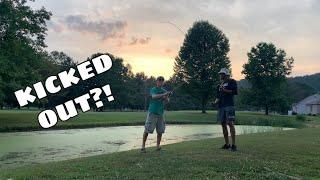 Pond Fishing Challenge (WE ALMOST GOT KICKED OUT)