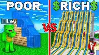 Mikey POOR vs JJ RICH Waterpark House Survival Battle in Minecraft - JJ and Mikey Maizen AquaPark