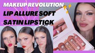 Lip swatches of the NEW Makeup Revolution Lip Allure Soft Satin Lipsticks