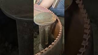 The craftsman is using tools to modify the edging of copper products#shorts #tools