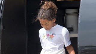 After supporting her sister Blue Ivy, Rumi Carter, 5, was spotted arriving in London with Beyonce...