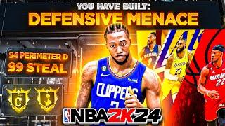 NEW "DEFENSIVE MENACE" is the BEST LOCKDOWN BUILD in NBA 2K24! 99 STEAL, HOF GLOVE, AND HOF CLAMPS