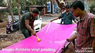 Vinyl pasting on flex, baskin Robbins light board