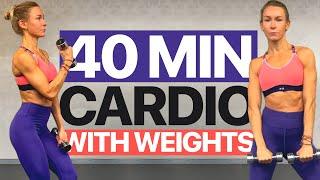 40 MIN INTENSE FULL BODY CARDIO HIIT Workout With Weights -  No Repeat