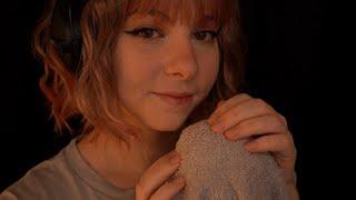 casual ASMR | close up Whispered Ramble & no editing - comfy Sounds, Towel Scratching