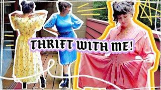 Thrift with me! You won't believe the French designer dress I found.. thrifting try on haul & style