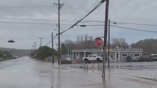 Heavy rains lead to flooded streets in Pescadero