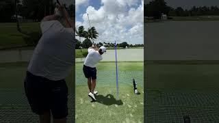 "Simple par 3 here" (it's 220 yards across water  #golf #livgolfmiami #gmac #bluemonster