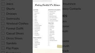 Travel  packing Checklist for Women