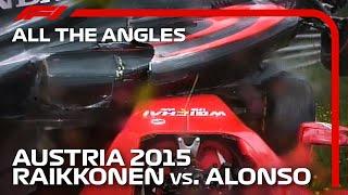 Alonso Crashes On Top of Raikkonen - All The Angles | 2015 Austrian Grand Prix