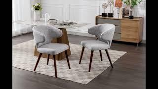 Wahson Gray Linen Leisure Dining Chairs Chairs Upholstered Corner Chairs with Backrest for Kitchen