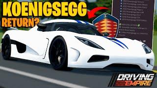 Is Koenigsegg ACTUALLY Getting Licensed In Driving Empire?