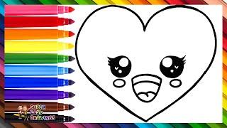 Draw And Color A Cute Heart ️ Drawings For Kids