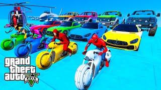 GTA V Mega Ramp Boats, Cars, Helicopters With Trevor and Friends New Stunt Map Challenge