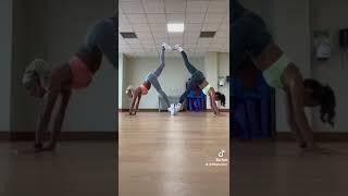 2 Girls Handstand challenge #gymnastics #gymnast #flexibility #over40 #inspiration