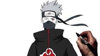 How To Draw Kakashi (Akatsuki) | Step By Step | Naruto