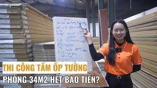 Thi công tấm nhựa ốp tường nano nhà 34m2 hết bao tiền? | Cách tính giá thi công tấm ốp tường Haroma